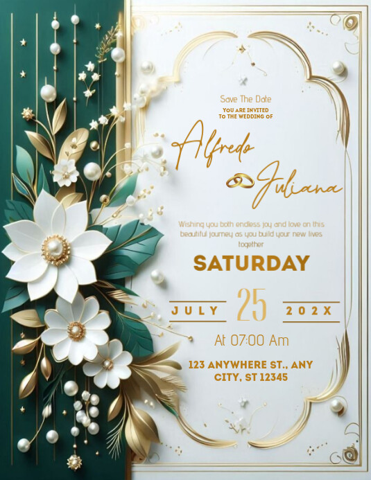 Typographic Wedding Card | Wedding Card Invitation | Wedding Card Design Flyer (us Letter) template